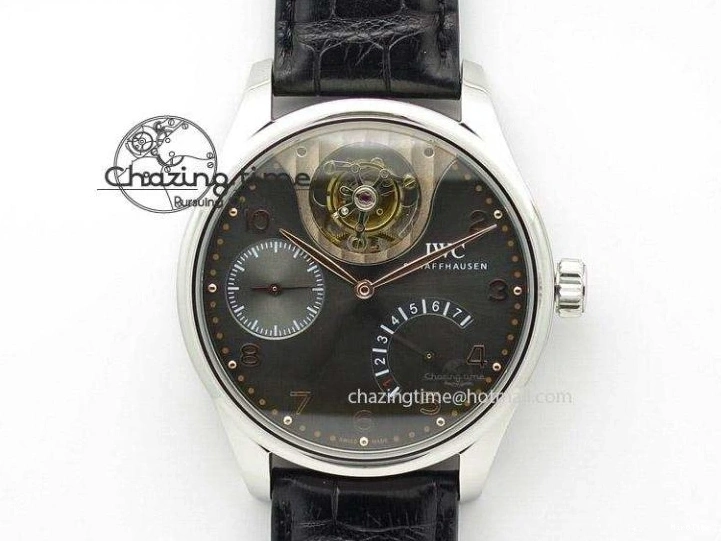 MIROTIME 0423 Portuguese Real PR IW500127 RG ZF 1:1 Best Edition Grey Red Dial On Brown Leather Strap A52010 V AllSeason 7331